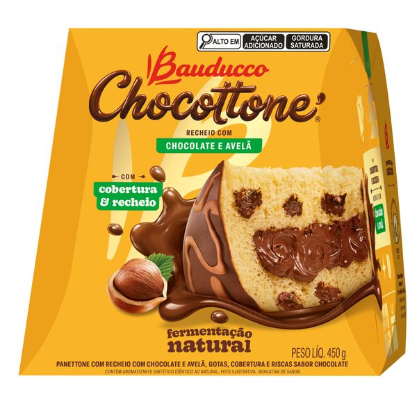 Caixa Bauducco Chocottone Recheio com Chocolate e Avelã 450g 2