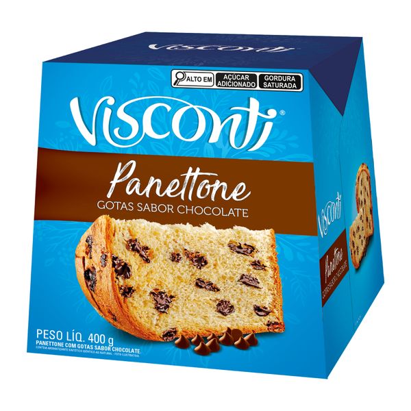 Caixa Visconti Panettone Gotas sabor Chocolate 400g 1