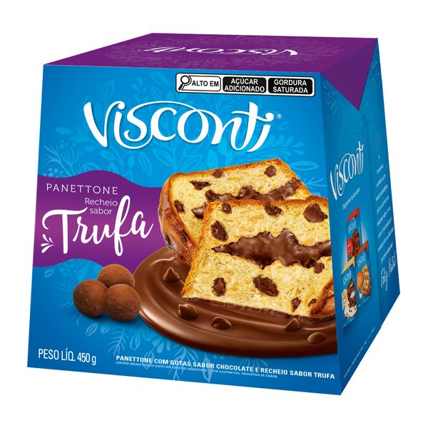 Caixa Visconti Panettone Recheio Sabor Trufa 450g 1