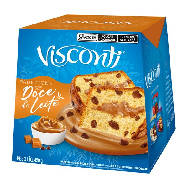 Caixa Visconti Panettone Recheio Sabor Doce de Leite 450g  1