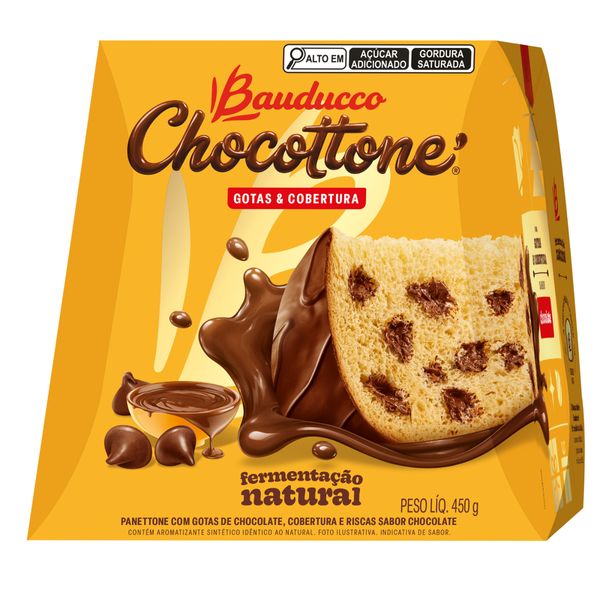 Caixa Bauducco Chocottone Gotas e Cobertura 450g 2